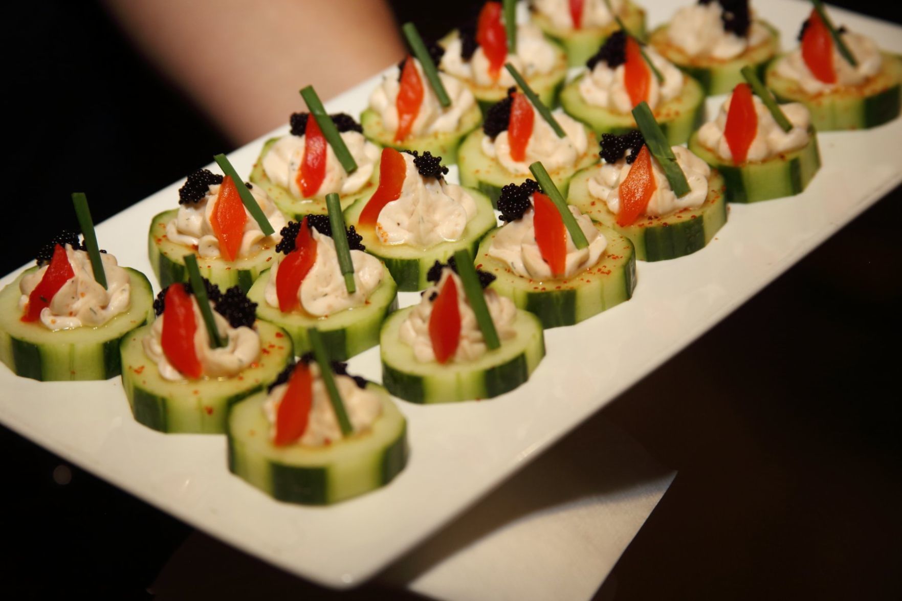 Salmon Mouse with red pepper and caviar
